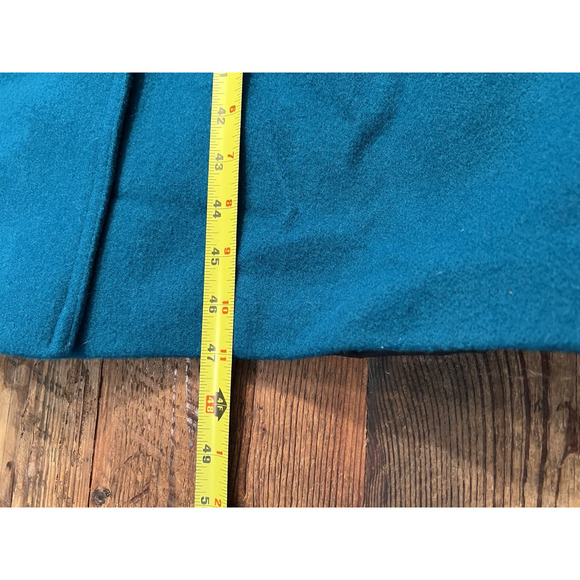 Vintage International Scene Teal Double Breasted Wool Trench Coat Size 11 / 12 - Picture 13 of 15